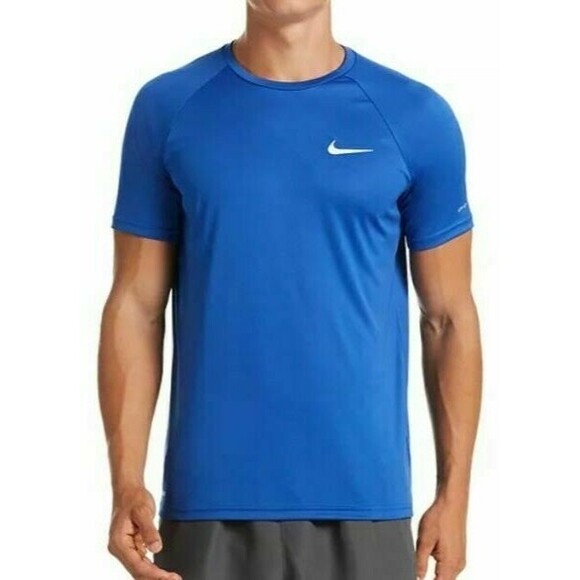 NWT NIKE MEN'S HYDROGUARD Swim T-Shirt Royal Blue‎ - Picture 1 of 4